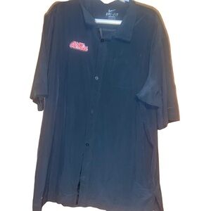 Men Nike ole miss rebels gray button down dri fit shirt top XL